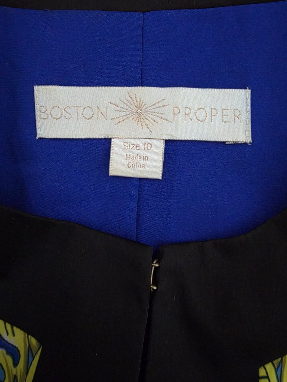 Boston Proper Blue Gold Baroque Butterfly Print Jacket Blazer Sz 10 - Picture 10 of 12